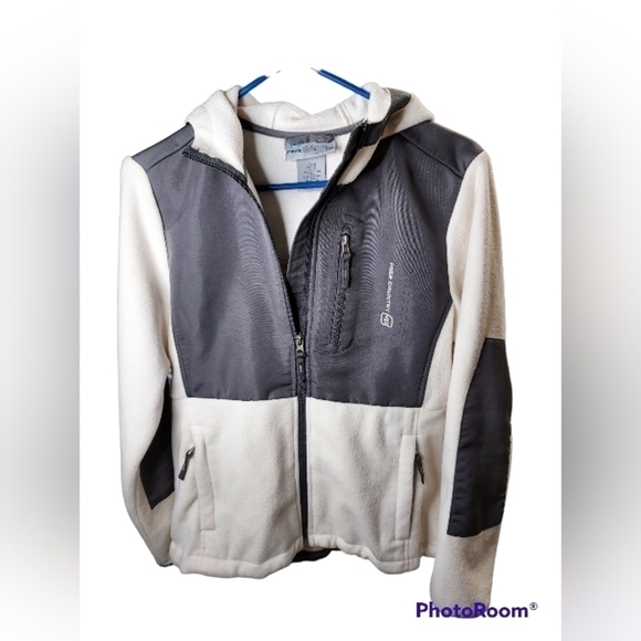 Free Country hoodie jacket small mirco-fleece off white& gray - Picture 6 of 16